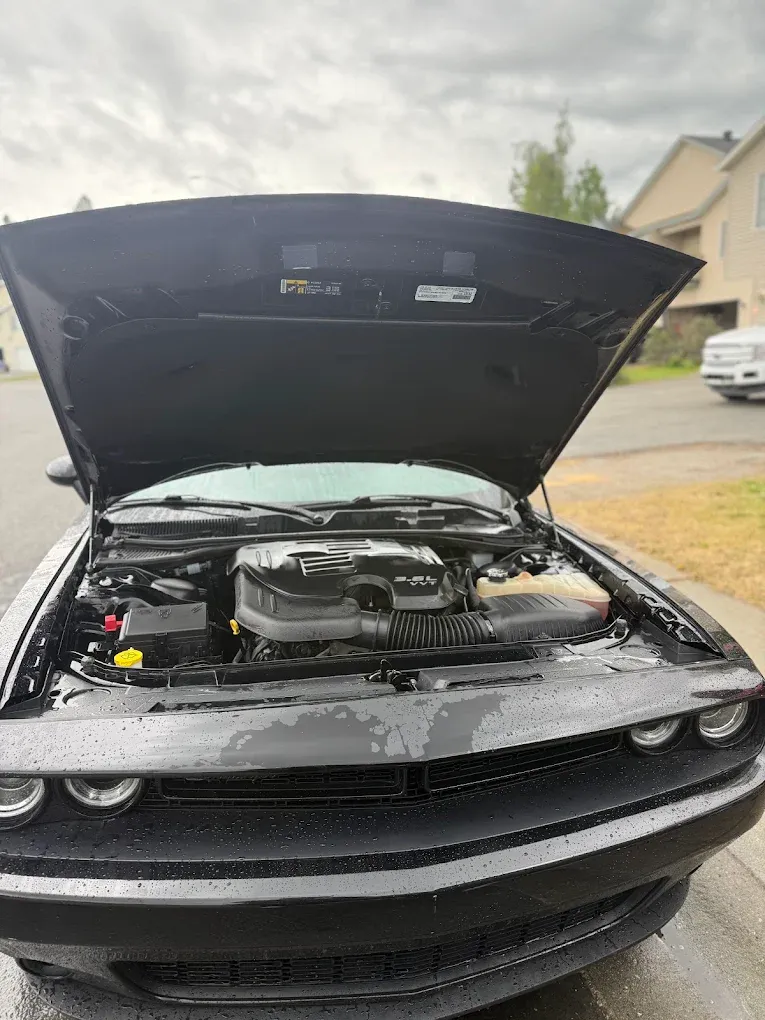 Detailed engine bay of a Dodge Challenger