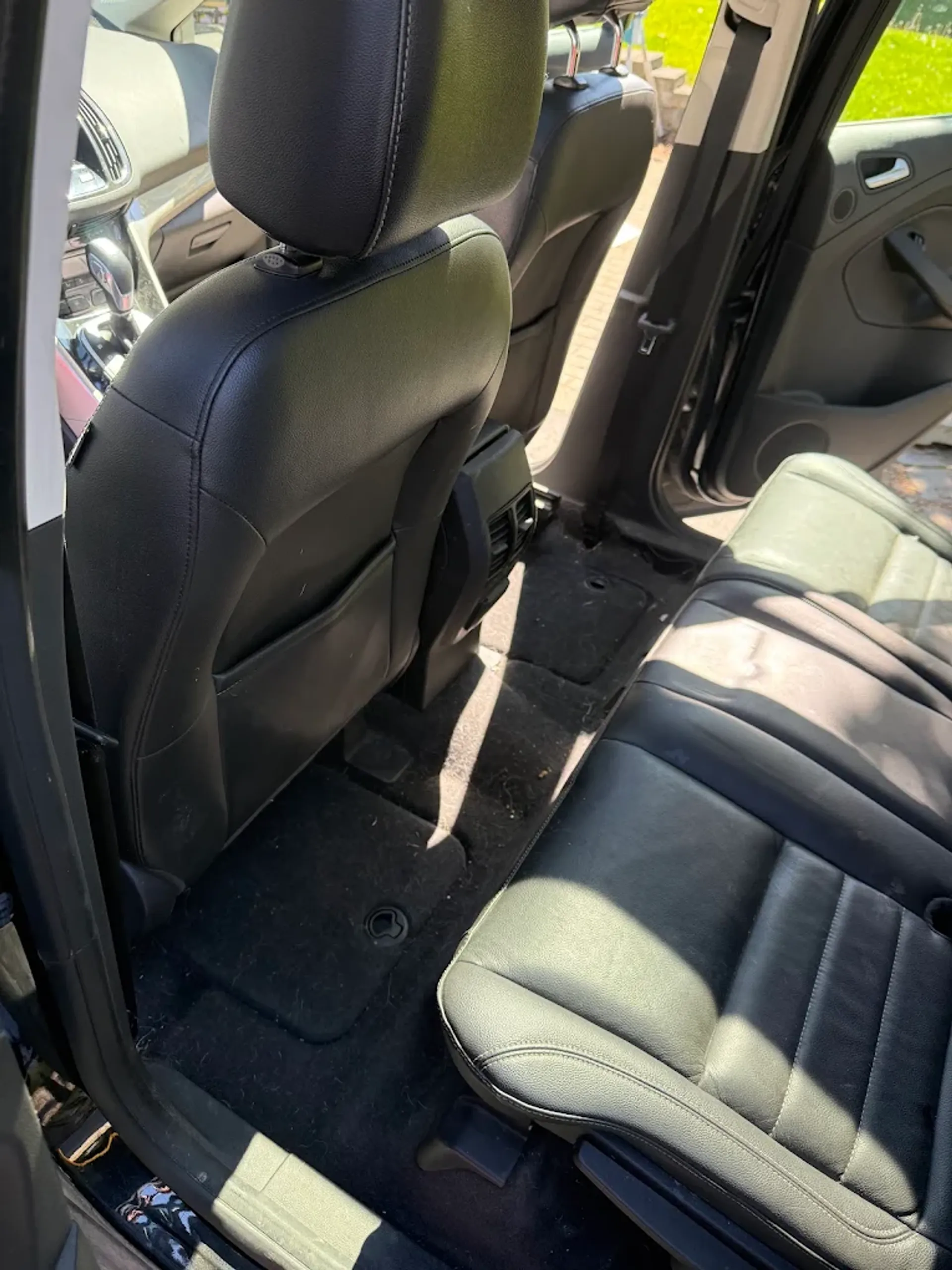 Detailed leather rear seats after an interior detail