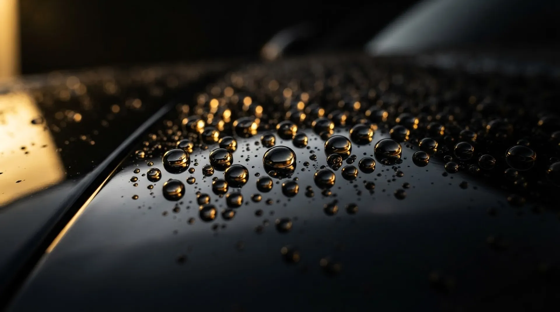 Water beading on a freshly ceramic-coated vehicle