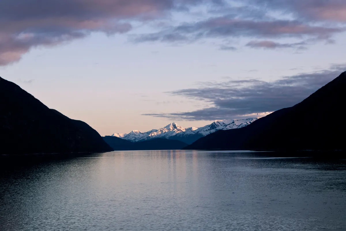 Calm water and mountains near Wasilla, Alaska