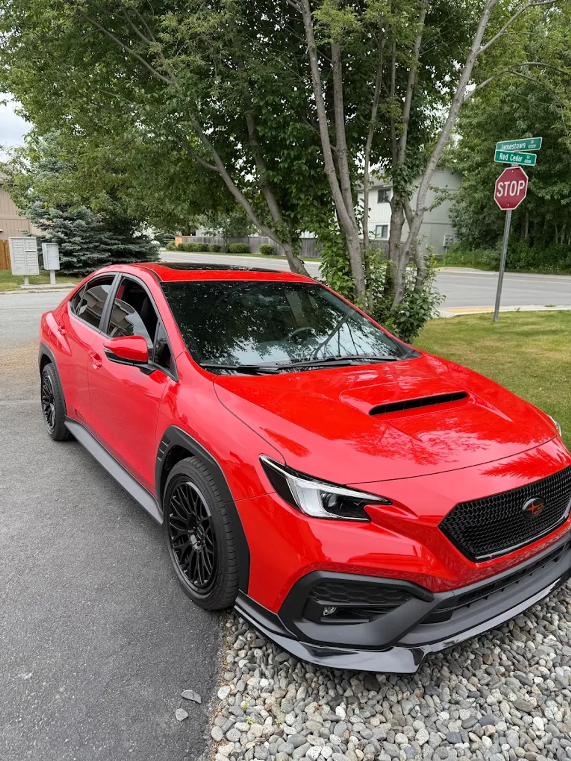 Glossy red Subaru WRX detailed in Anchorage, Alaska
