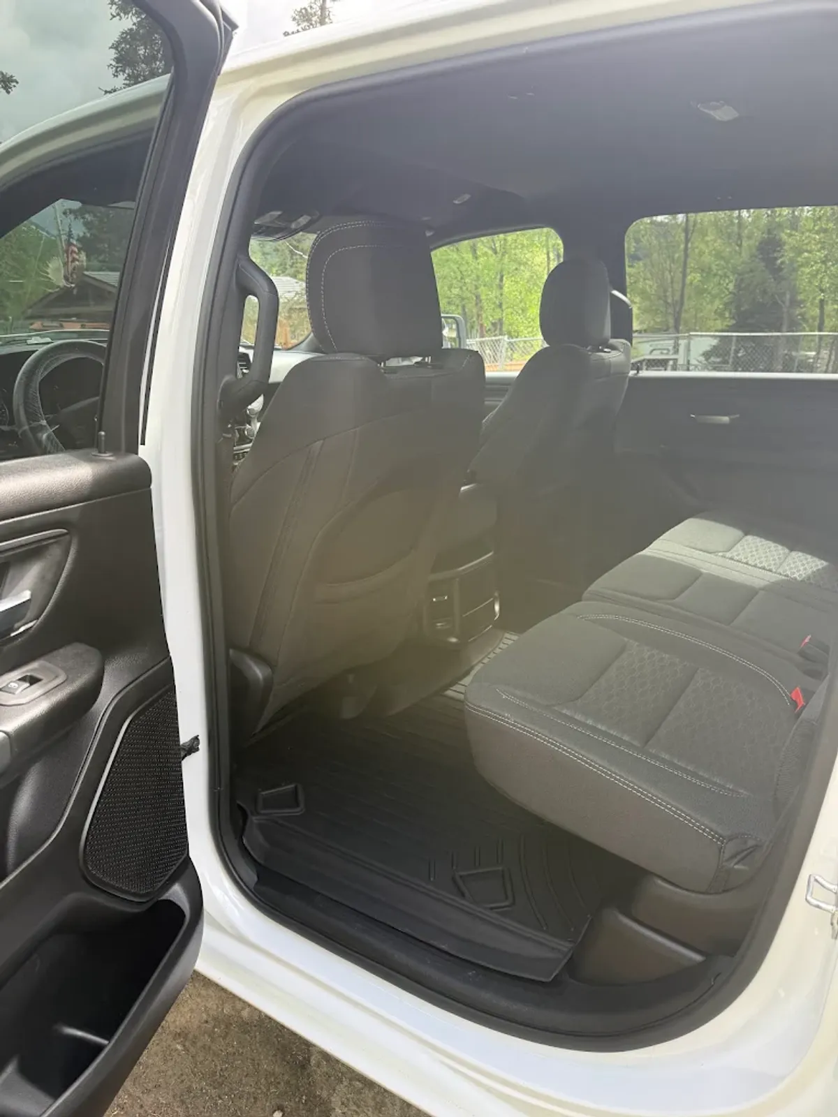 Cleaned cloth rear seats in a truck cab
